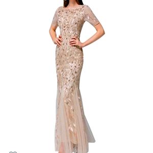 Long Lace Chiffon Dress Size M - NWT